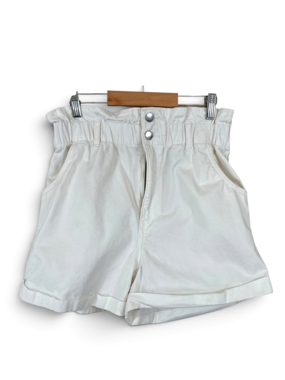 H&M High Waist Paper Bag Mom Jean Shorts